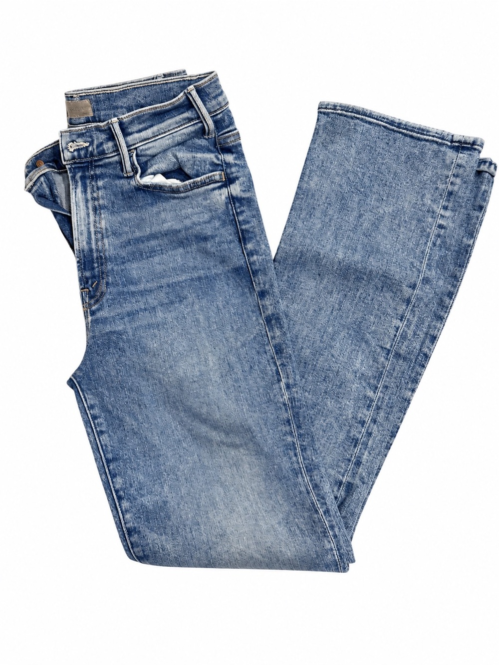 MOTHER Bootleg Jeans in Medium Wash Blue Denim